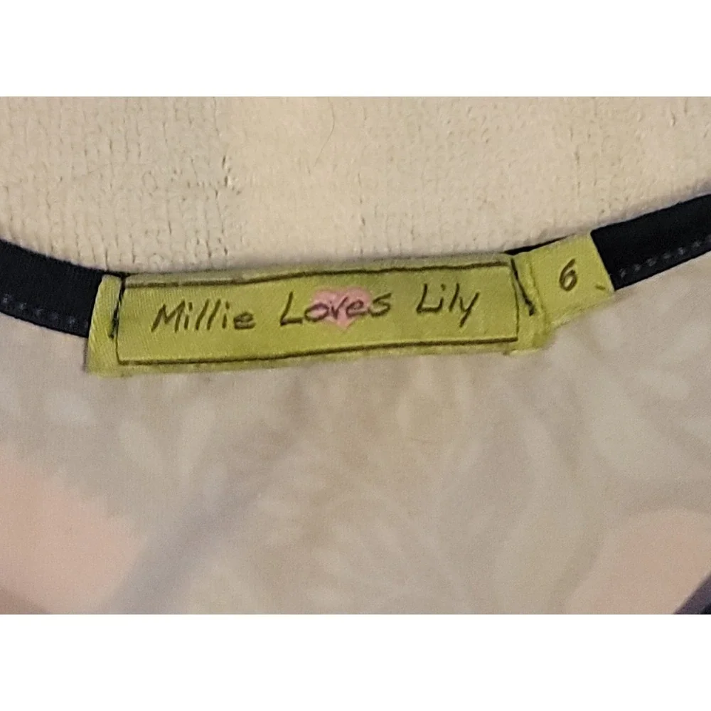 Millie Loves Lily Girls Navy Blue Floral/Bird/Butterfly Pattern Dress Size 6